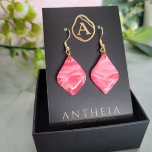 Magenta Rhombus – Artisan Clay Earrings