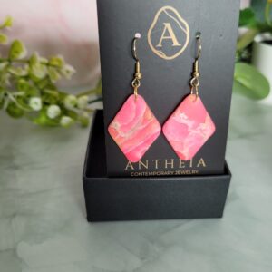 Pink Marble "Antheia" Earrings | Matte