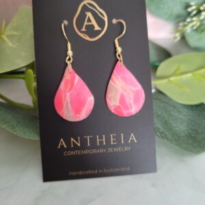 Magenta Dew – Artistic Teardrop Earrings | Matte