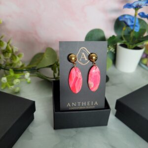 Fuchsia Glossy Ovals – Handcrafted Statement Earrings